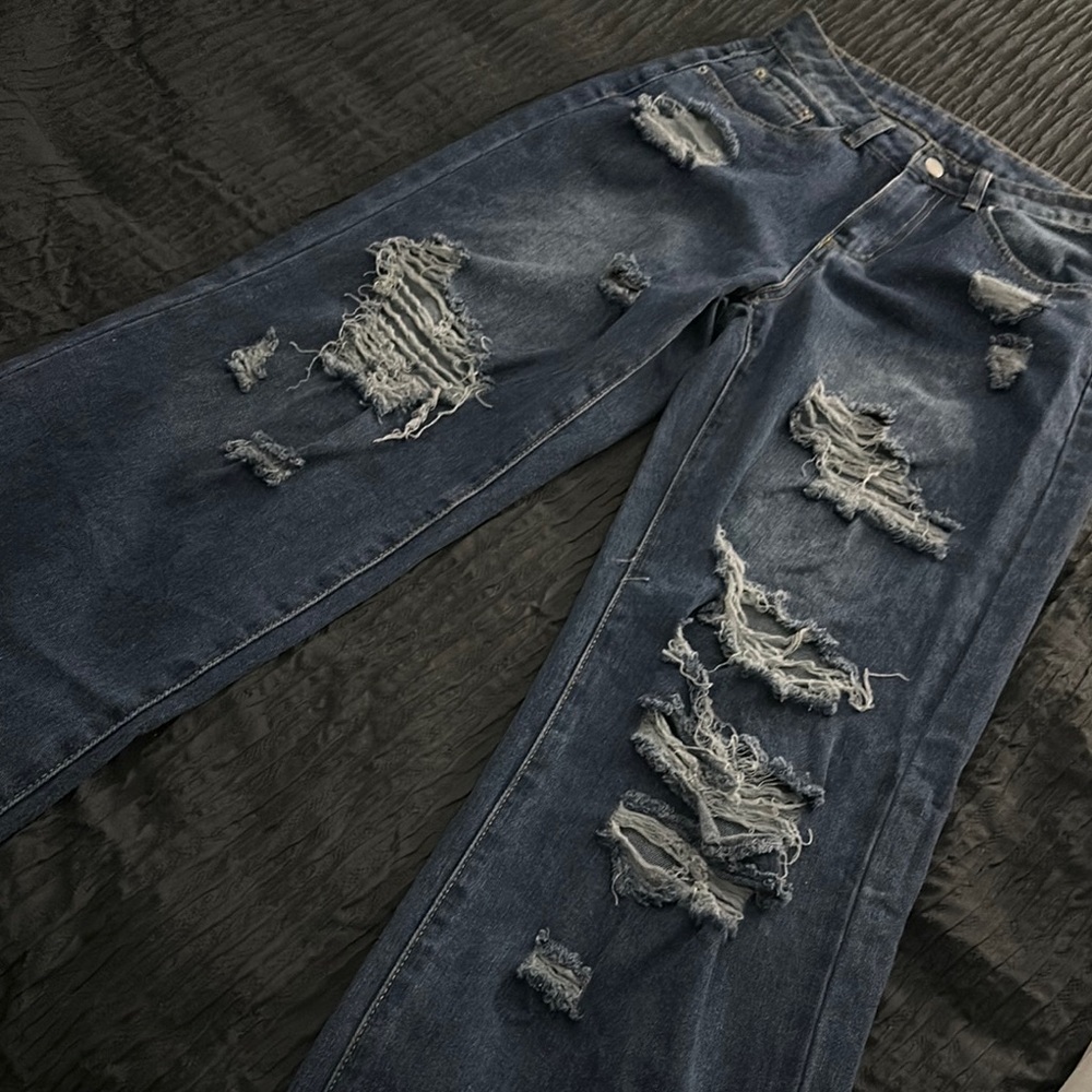 Distressed Blue Jeans - Picture 2 of 3